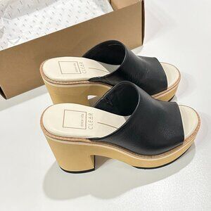 🖤 BNIB Dolce Vita Emery Heel Black Leather, Platform Slide Sandal | Sz 6.5 🖤